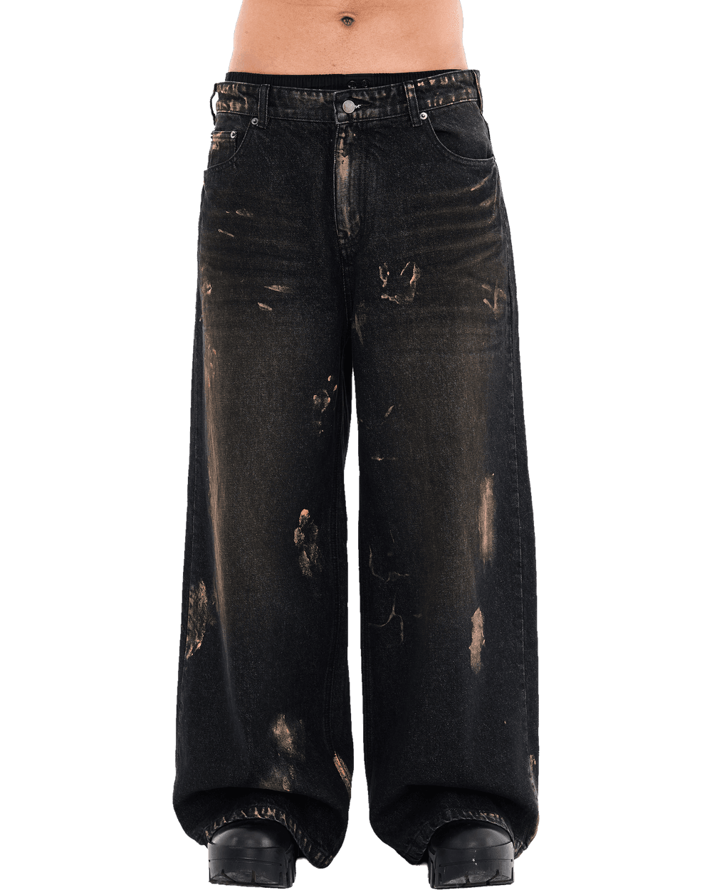 Washed denim trouser, front