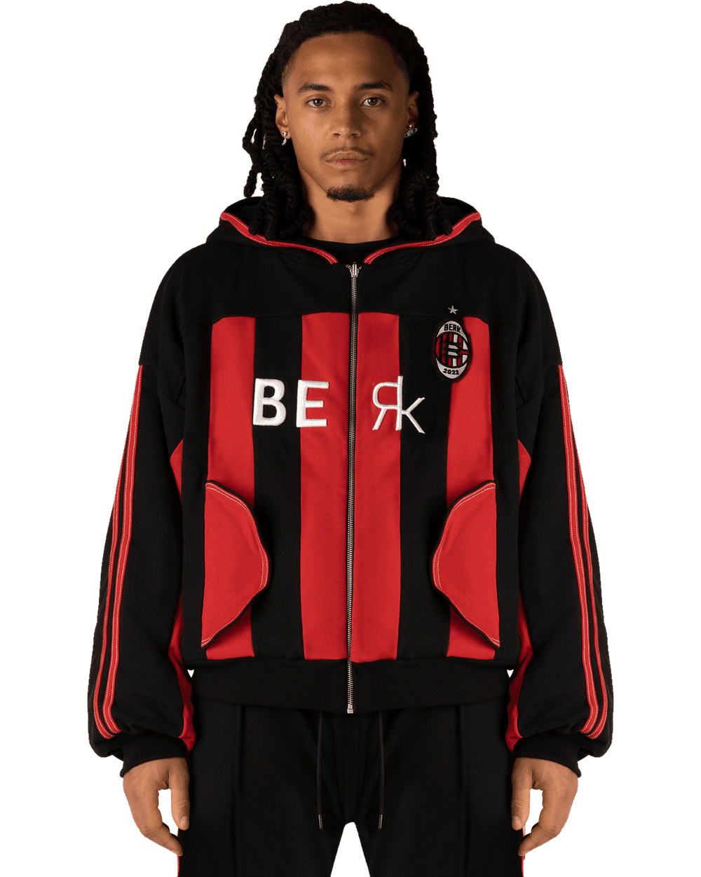 Racing zip hoodie in red and black
