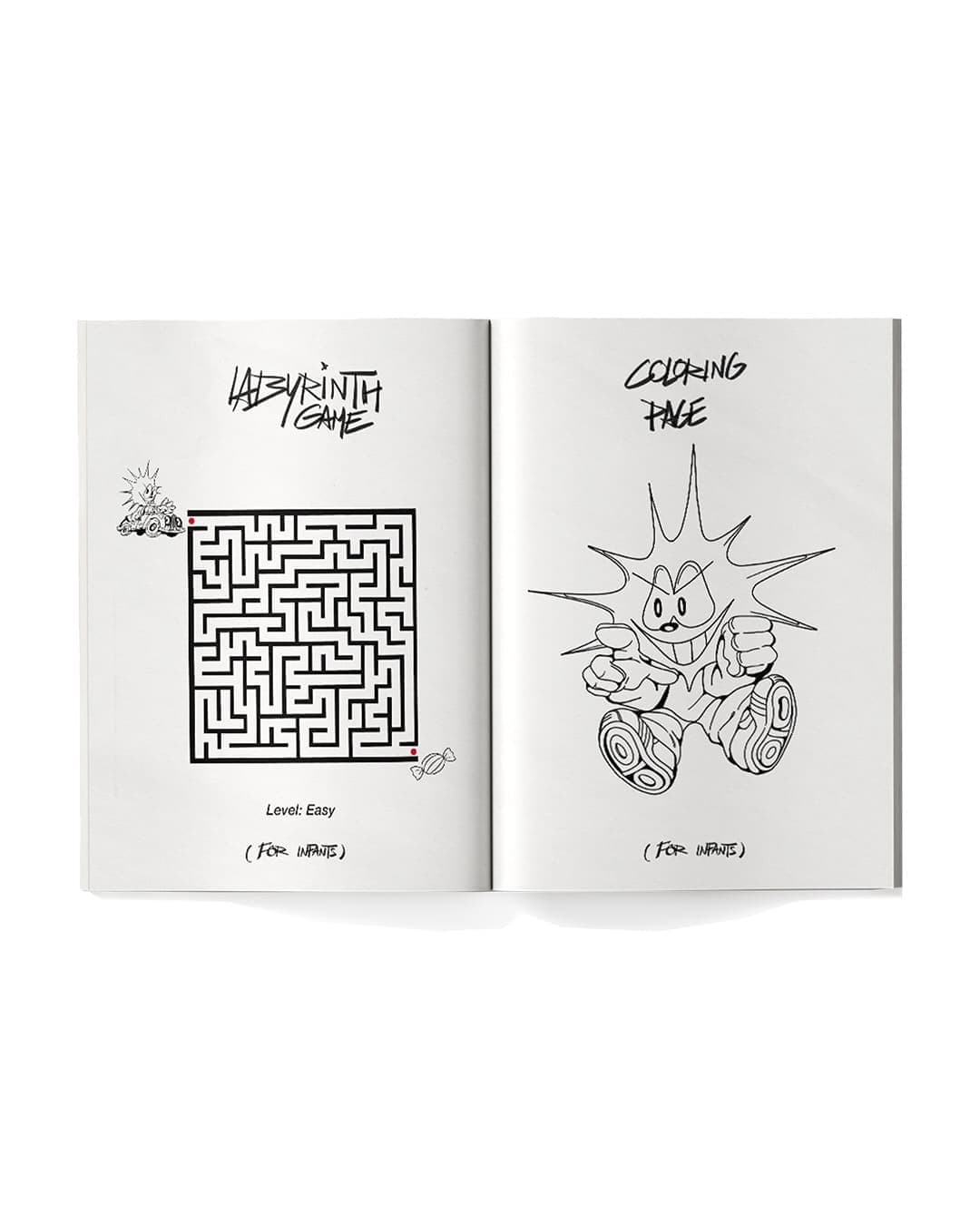 ZHYRO PAPER, activity pages with maze and mascot