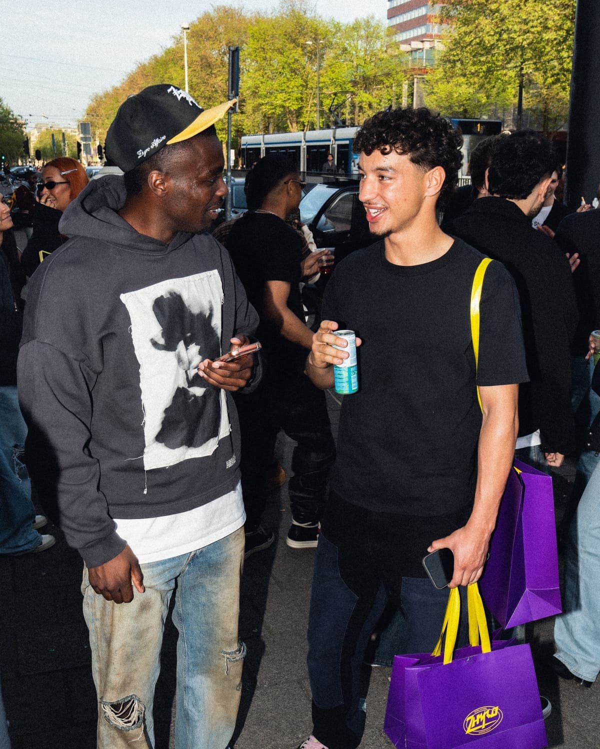 Pair leaving with pop-up bags